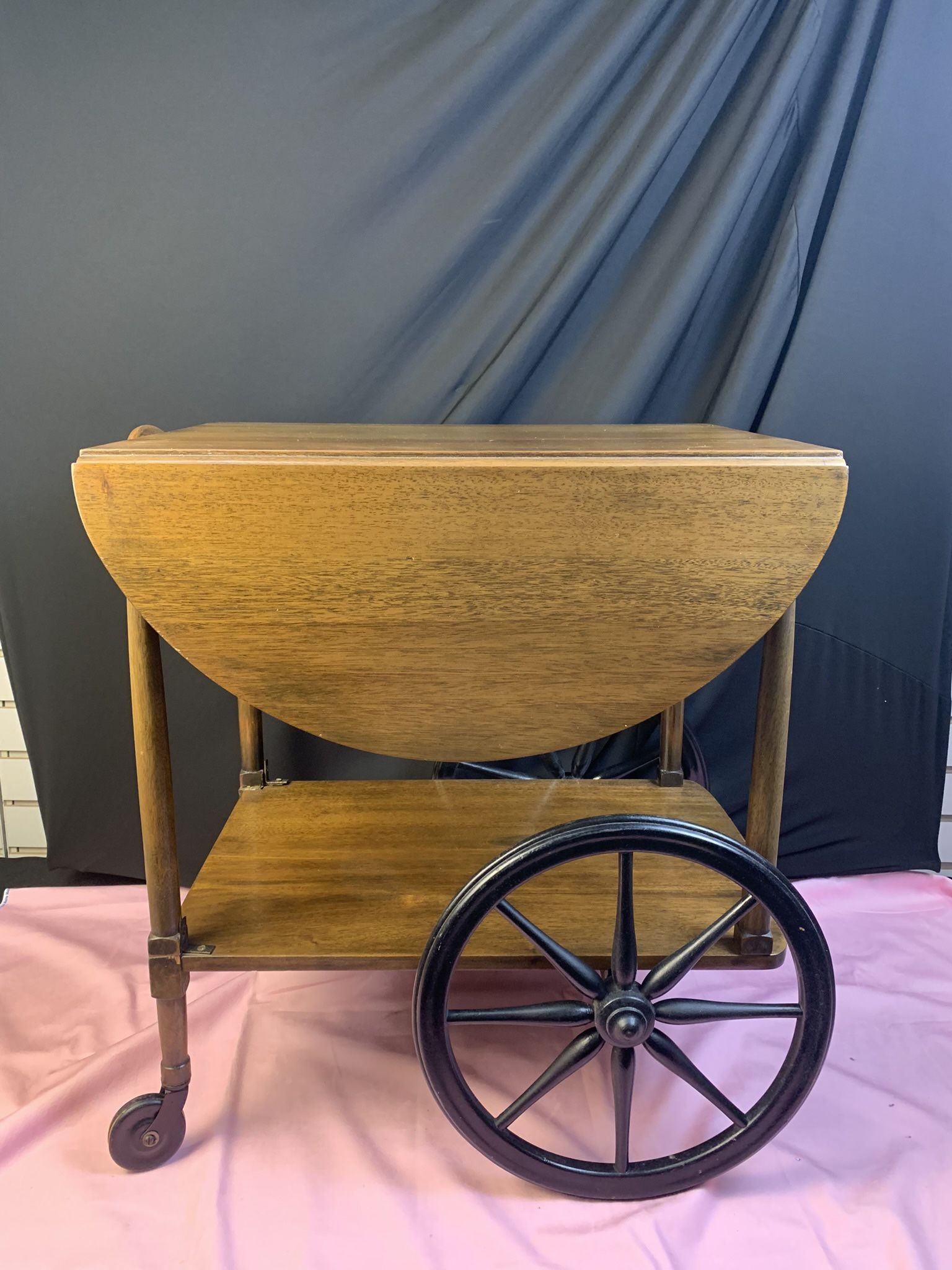 Wood Tea Cart, Glass Tray Top