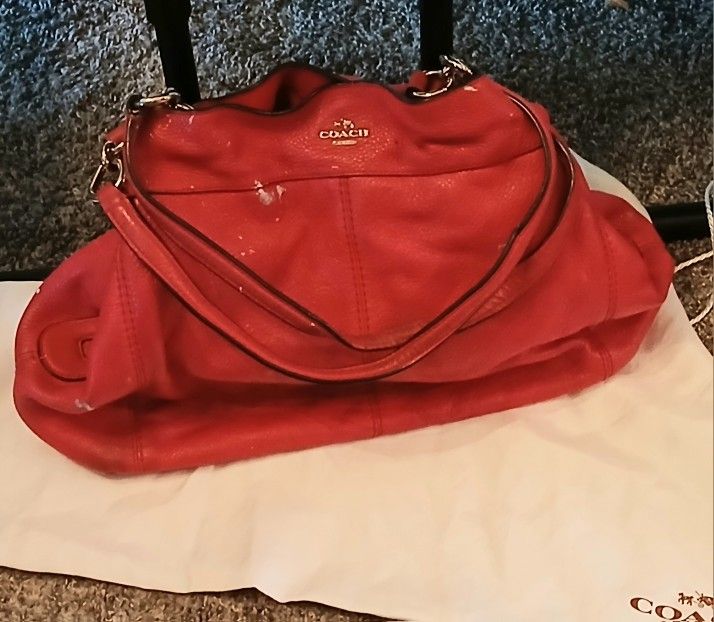 Red Leather Coach Bag
