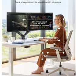 Double monitor arm, full adjustable monitor holder for 13 to 32 inch screens/Brazo de monitor doble, soporte de monitor ajustable completo para pantal