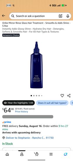 Oribe Mirror Rinse Gloss Hair Treatment 5.9oz half way used