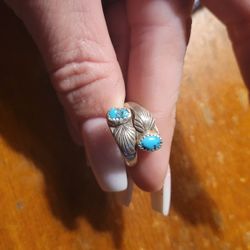 Silver And Terquise Ring. Old Silver. 925