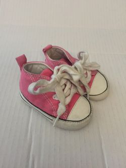 Pink baby converse shoes