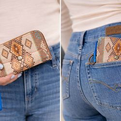 Wrangler Western Aztec Wallet Wristlet Boho Cowgirl Style