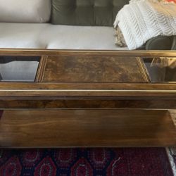 Vintage Wood & Glass Console Table 
