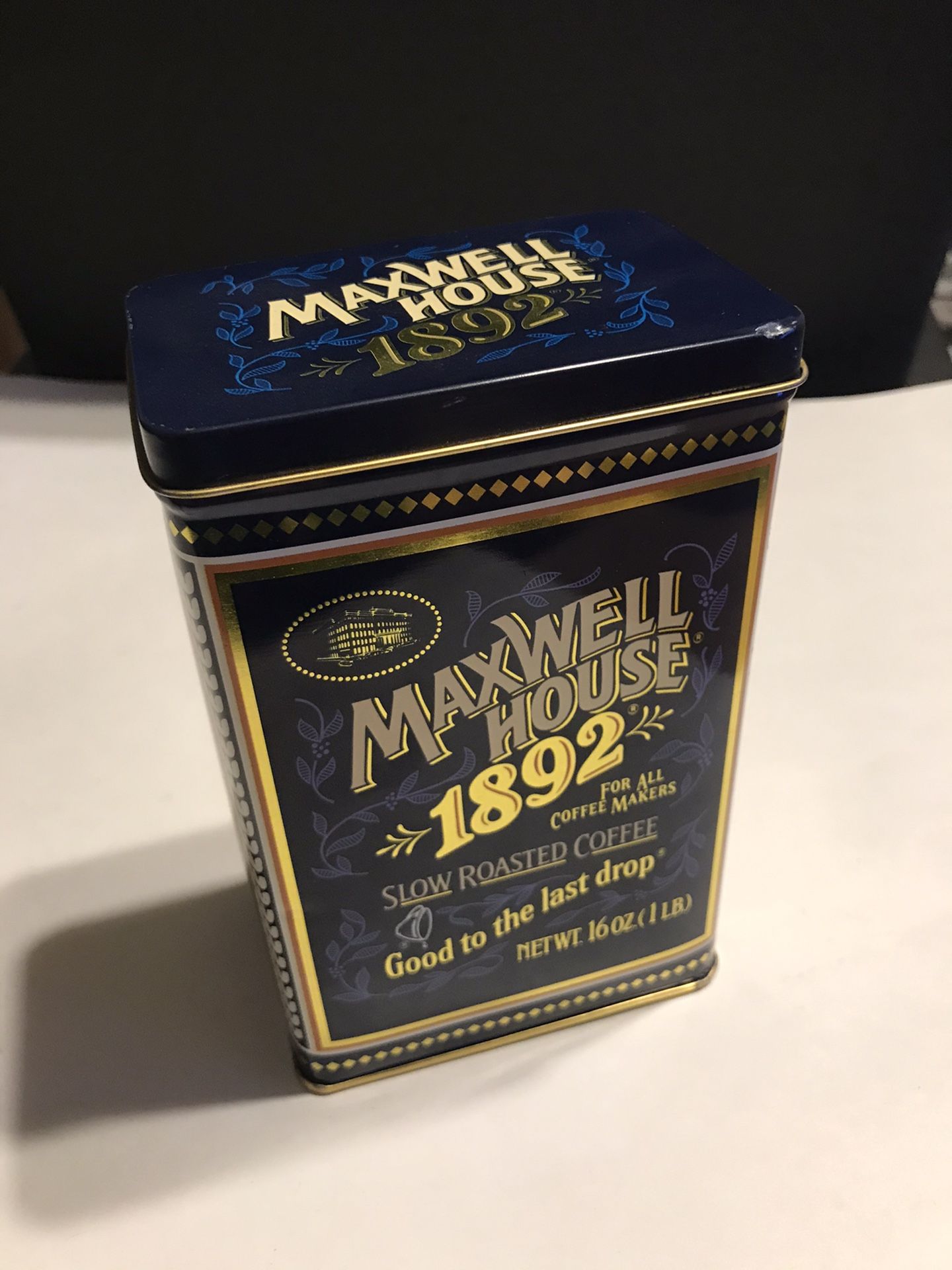 Vintage 100 Year Anniversary Maxwell House 1892 Slow Roasted Coffee Metal Tin