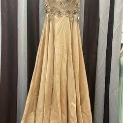 Cream Gold Dress