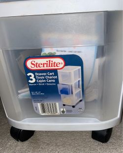 Sterilite narrow 3 drawer cart with wheels