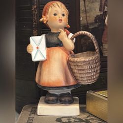 Original Vintage Porcelain Goebel Hummel Meditation Figurine W. Germany MARKED West German Figure Antique Fine Art Collectible Boudoir Vanity Dresser 