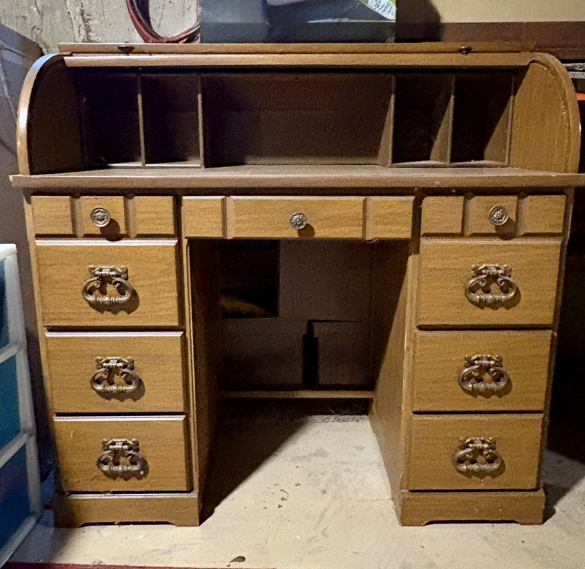 Vintage Solid Wood Roll Top Desk
