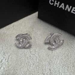Womens Sterling Silver With Diamond Earrings