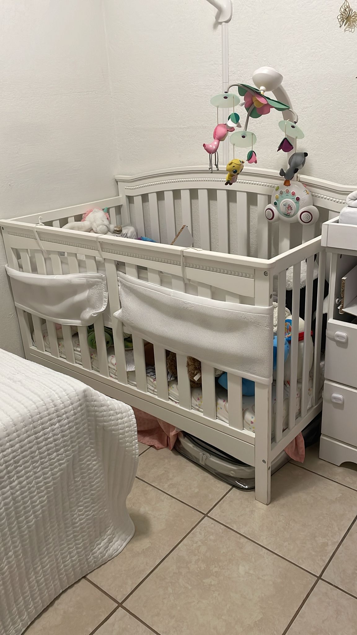 White Crib with mattress