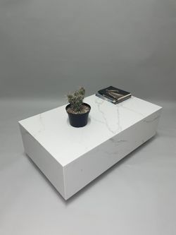 Floating Silver Stallion Quarts Rectangular Coffee Table 