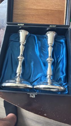 Silver Candlestick Holders Pair in Gift Box