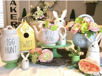 Rae Dunn Easter Canisters; Birdhouse, Eggs; Baskets