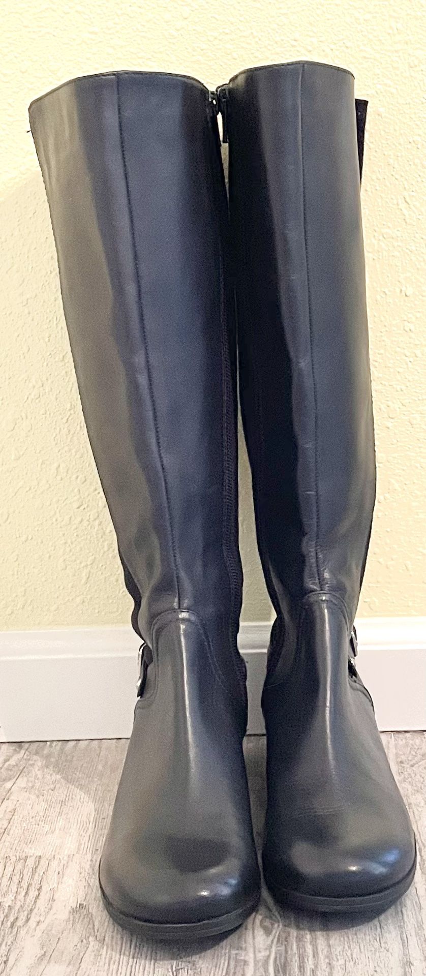 Nine West Symphony O Riding Boots/Shoes - Navy Blue Leather - Size 5.5