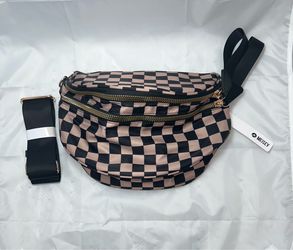 Meisey khaki Checkered Crossbody Bag