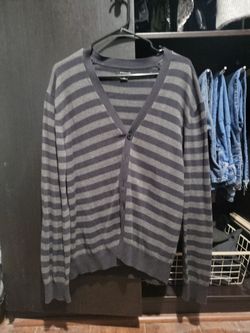 Structure Striped Button-Up Cardigan Sweater