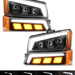 Partsam LED Headlights Assembly DOT Approved with Start-up Light DRL Sequential Turn Signal Hi/Low Sealed Beam Side Marker Lights Replacement for Silv