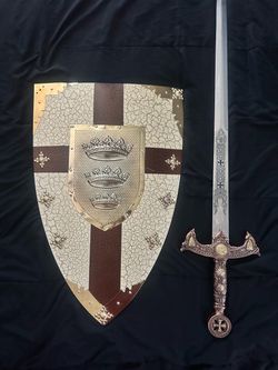 King Arthur shield with 34" Steel Medieval Knights Templar Crusader Sword