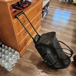 Black Large Rolling Duffel Bag, 20"×11"×10", clean and good