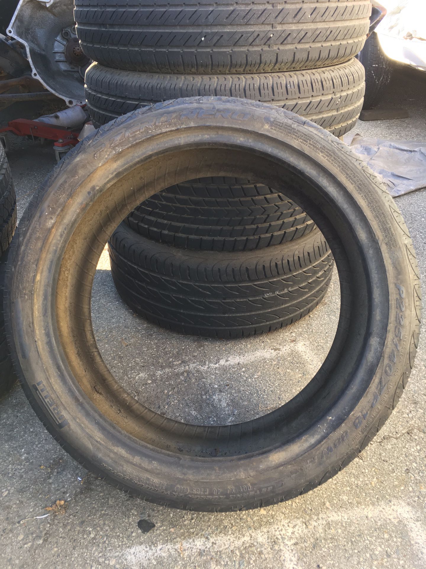 Used tire, 225-40-18r - P-Zero, good tread, older tire, Halls