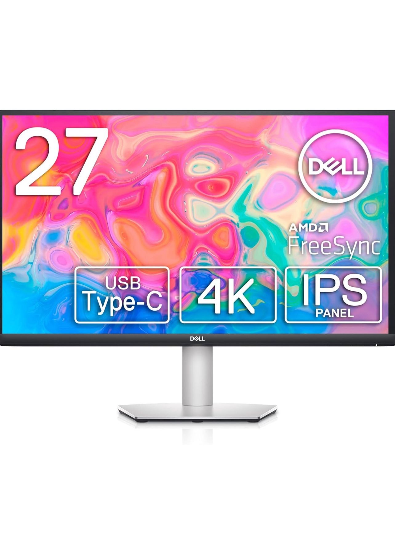 27” Dell S2722QC 27-inch 4K UHD (3840 x 2160) Monitor, 60Hz, 8MS (Normal Mode), AMD FreeSync, 99% sRGB, Built-in Dual Integrated Speakers, 1.07 Billio