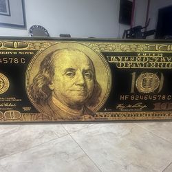 Custom frame with 100 dollar bill black and gold