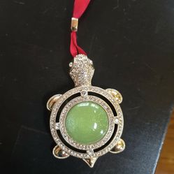 GORGEOUS NEW IN BOX TURTLE ORNAMENT WITH  A JADE BELLY