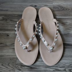 Stuart Weitzman Goldie Jelly Flip Flops Sandals Pink Size 7