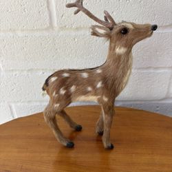 Vintage faux fur or felted sika deer figurine