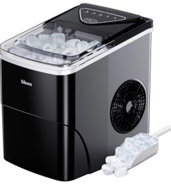 Ice Maker Countertop, 9 Cubes Ready in 6 Mins, 26lbs in 24Hrs, Self-Cleaning with Ice Scoop.