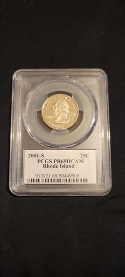 2001-S PCGS PR69DCAM Rhode Island State Quarter Certified Proof Coin 🇺🇸