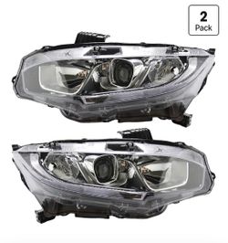 Headlight Assembly Fit for 2016-2021 Honda Civic,Halogen Headlamp w/LED DRL