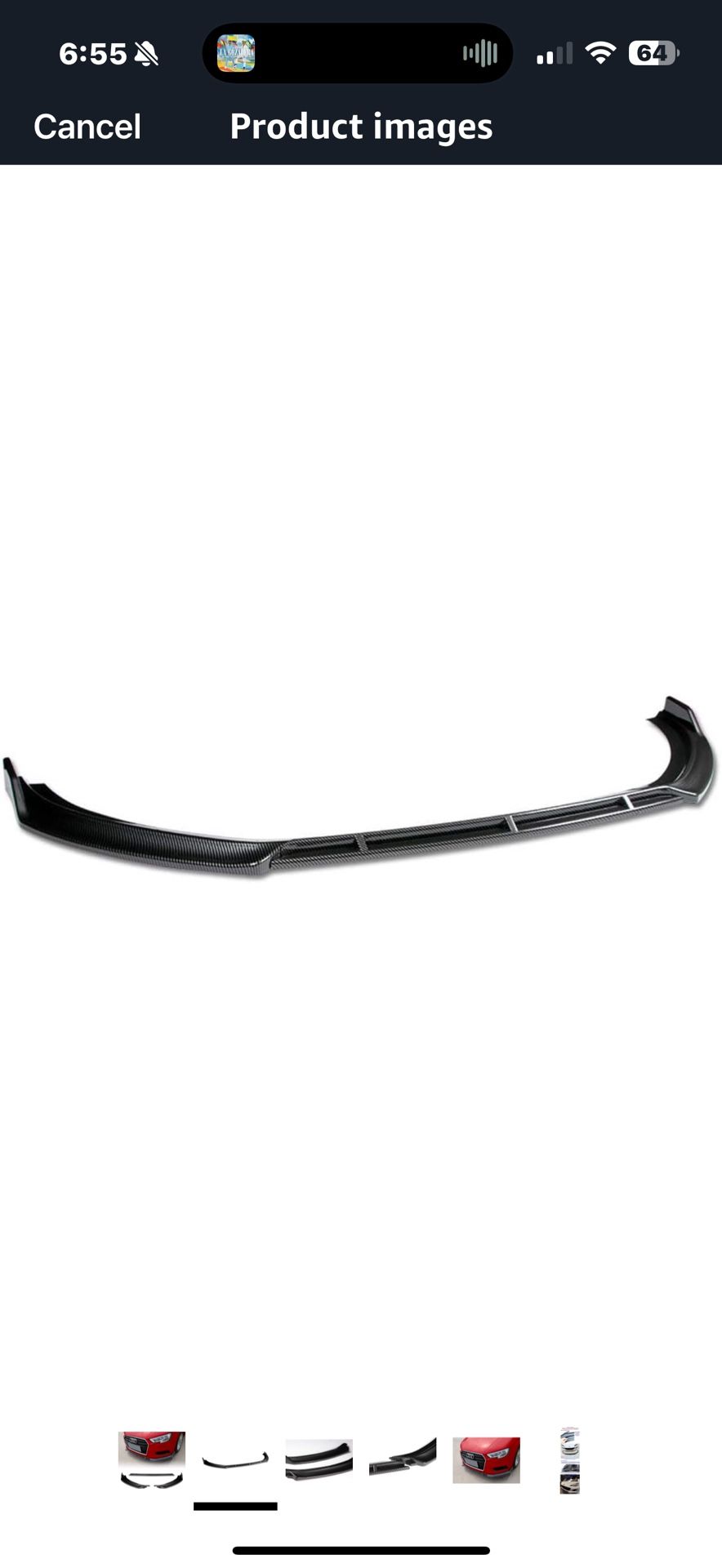 3 Piece Carbon Fiber Print Front Bumper