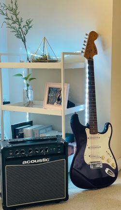 Squire Stratocaster Electric Guitar with Amp