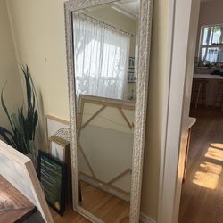 Large Floor Mirror - white ornate frame (29.5 x 77.5in)