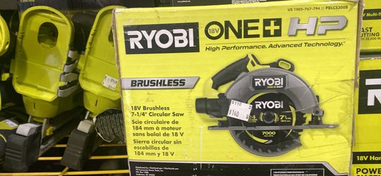 Ryobi 18v hp brushless 7-1/4” circular saw tool only $110 (financing available)
