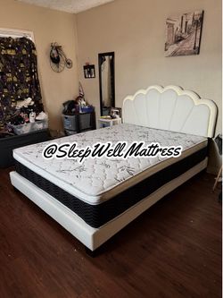 New queen bed frame with mattress