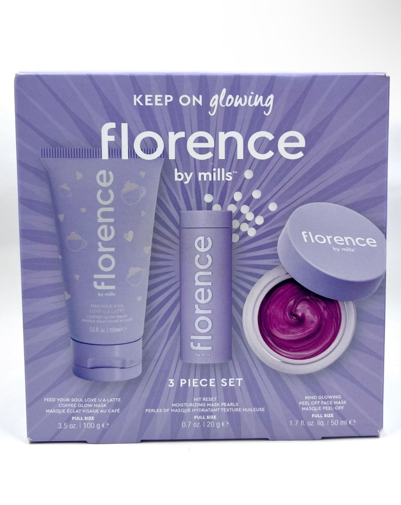 Florence by Mills Skincare Set 3pc Keep on Glowing 3 Piece Mask Set NIB