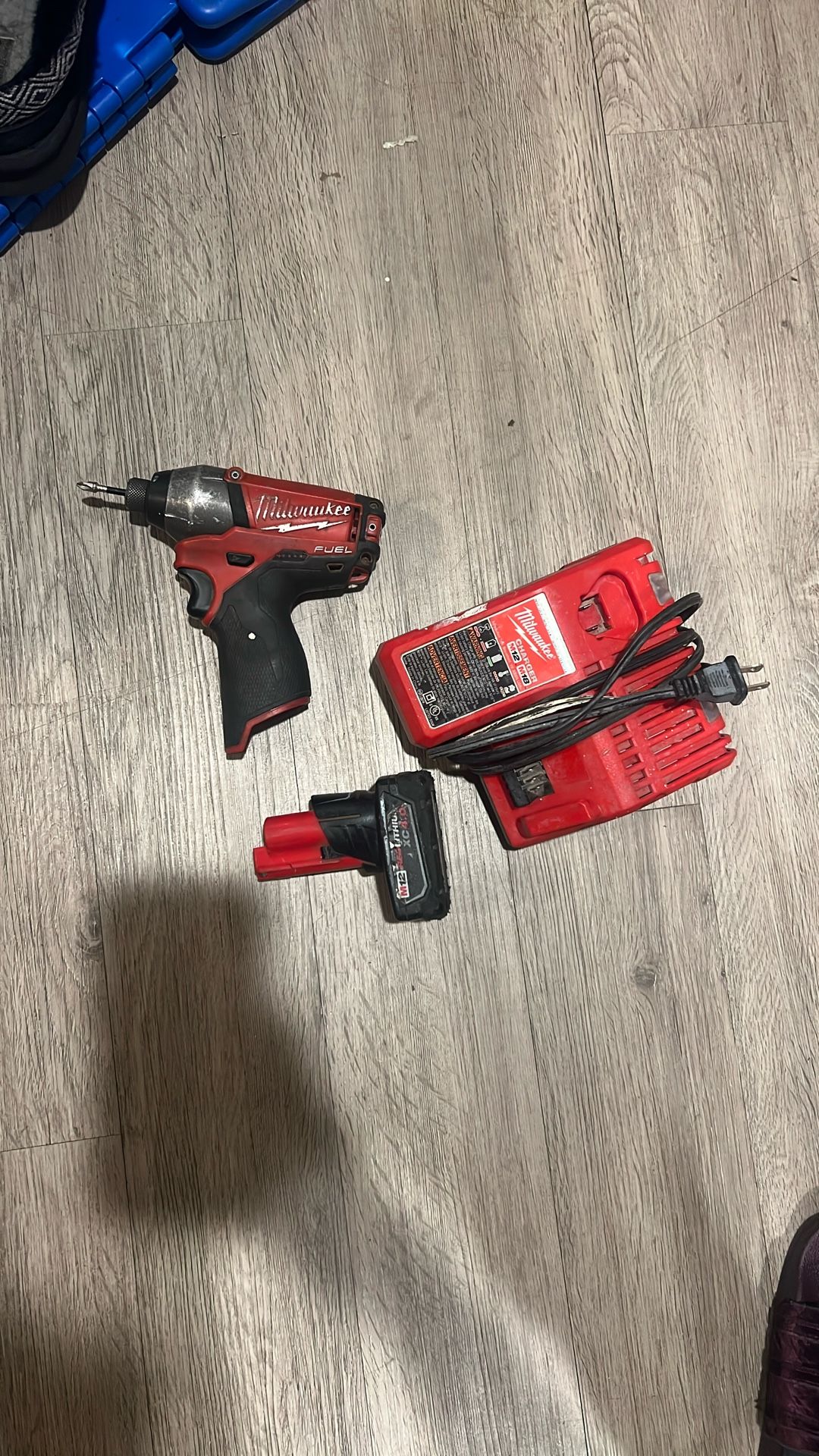 Milwaukee Fuel Impact Drill And Charger And 1 Battery
