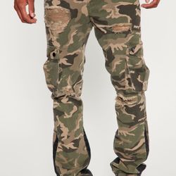 Men’s Fashion Nova Camouflage Stacked Flared Pants