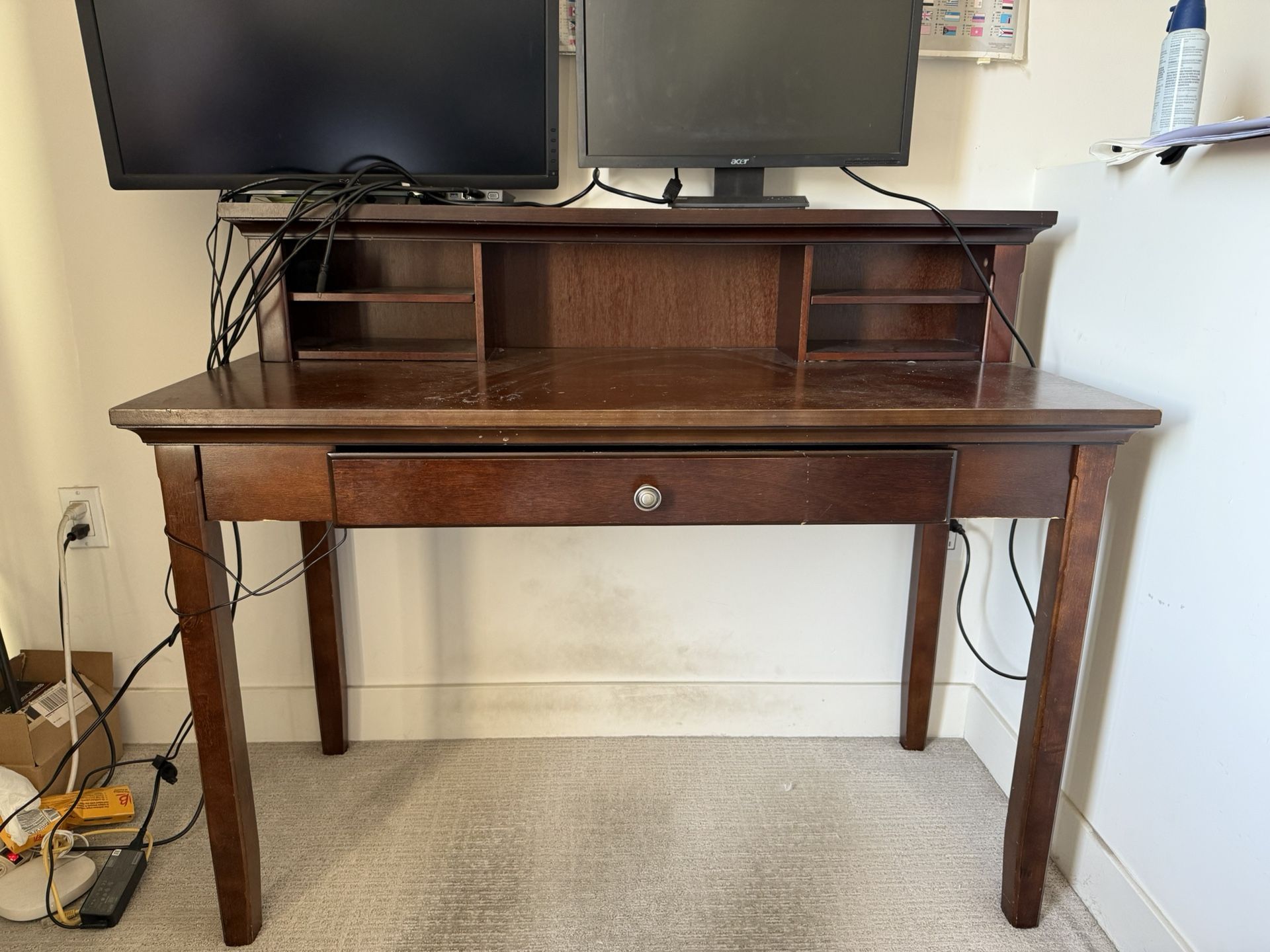Desk with small removable hutch