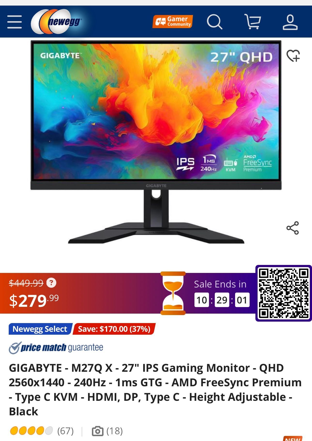 Gigabyte M27q Gaming Monitor