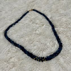 18kt Yellow gold  and Sapphire Beaded twist Necklace. Certified.