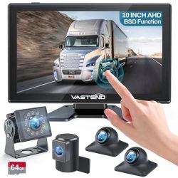 VASTEND Truck Camera System Kit, Backup Camera with 10 Touch Monitor amp 4 Cameras, 1080P IR Night Vision Rear View Camera for Bus, Semi-Truck, Traile