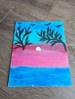 Sunset Palm painting on canvas