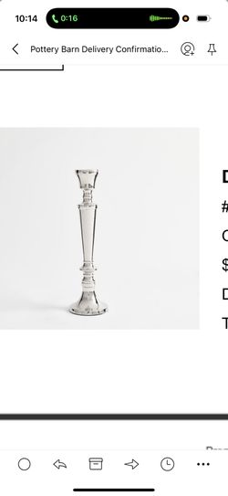 Set Of 2 Pottery, Barn, Silver Tapered Candle Holder