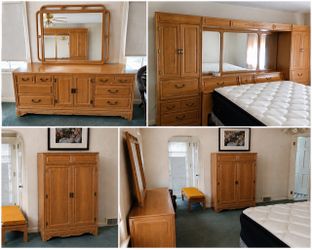 Matching Vintage Wood Bedroom Set - 3 Pieces - Sold Together or Separately