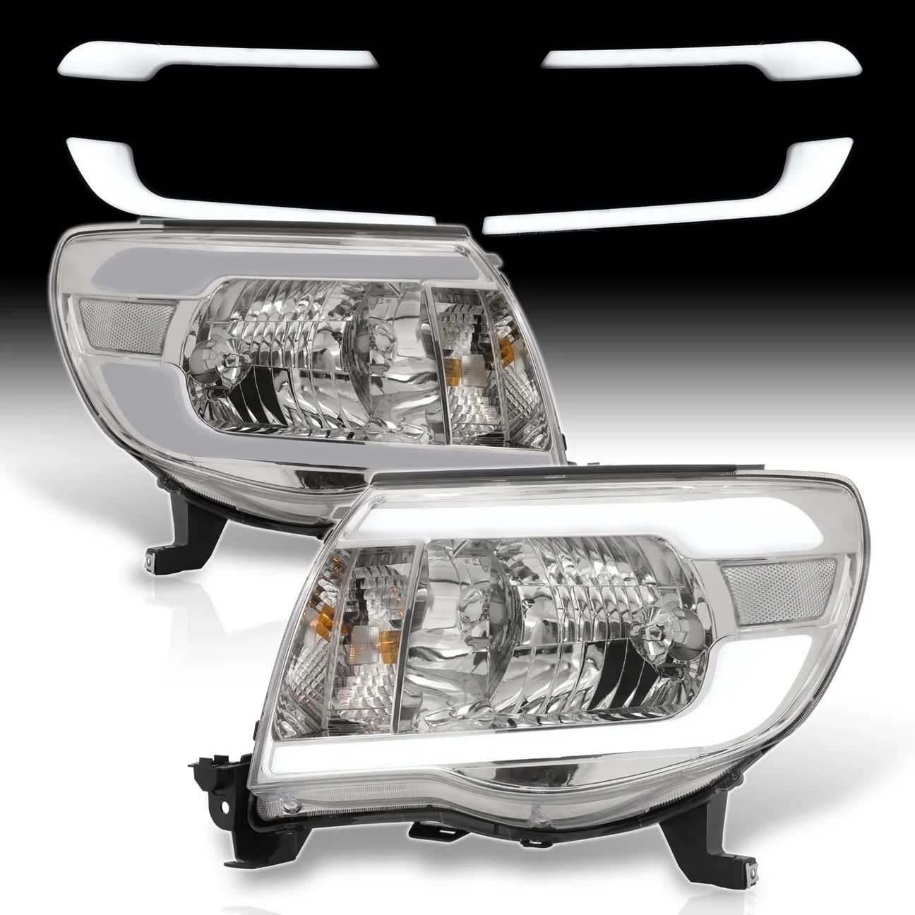 05 - 11 Toyota Tacoma LED DRL Headlights Chrome Housing 
