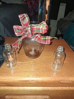 Clear Glass Jar and Two Small Glass Bottles